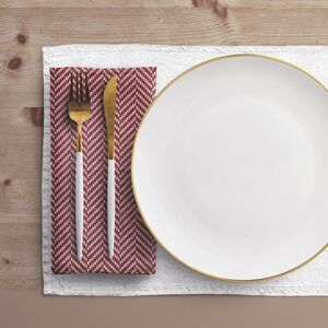 NWT Porter Anna- Crimson & Cream  Cotton Napkin 4-set, Herringbone